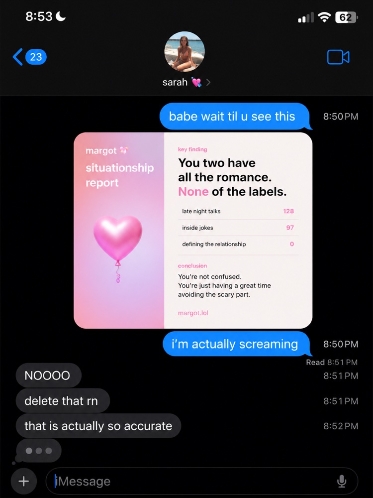 A situationship reacting to Margot